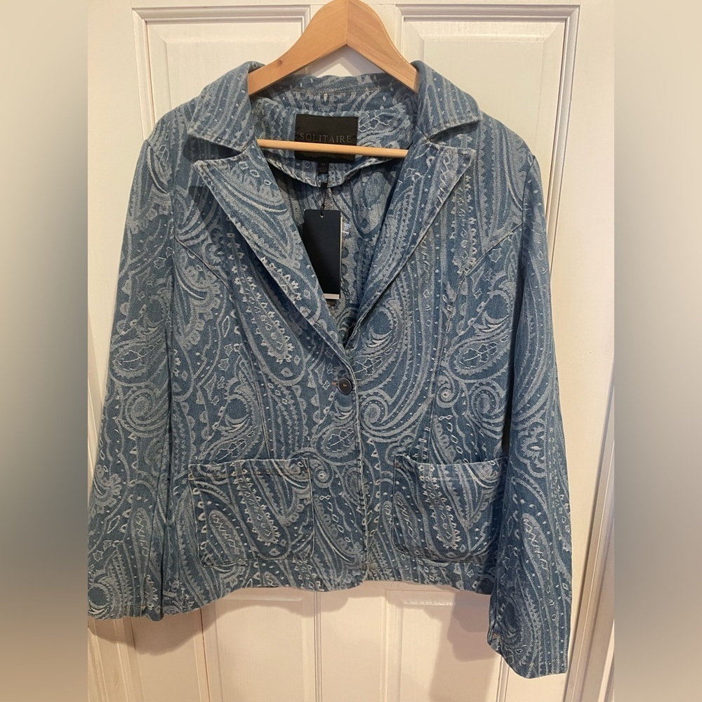 Solitaire Denim Blue Women’s Paisley Blazer M